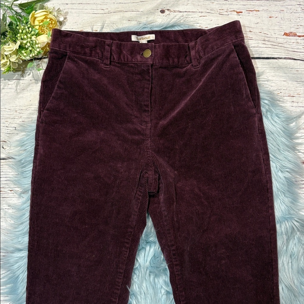 NWOT Barbour Plum Corduroy Essential Card Chino High Rise Pants - Picture 3 of 9